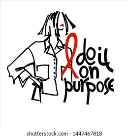 Cool female t-shirt design. Ironic picture of a willful girl, hand lettering. Isolated design element	