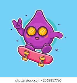 cool fig fruit character mascot playing skateboard isolated cartoon