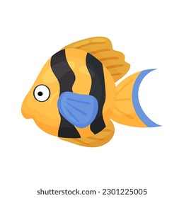 cool finny fish vector ilustration isolated on a white background. Marine life, ocean animals.