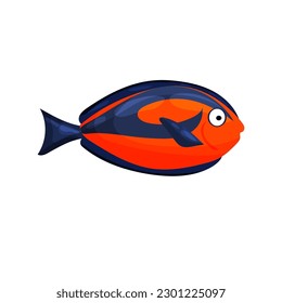 cool finny fish vector ilustration isolated on a white background. Marine life, ocean animals.