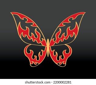 cool fire butterfly graphic element vector art
