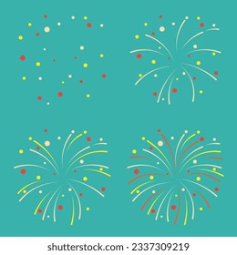 Cool firework explosions vector cartoon illustrations. flat cartoon fireworks explosions concept. flat cartoon style.