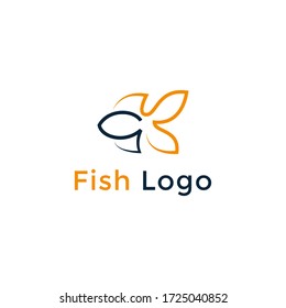 Cool fish line logo, Simple and cool fish logo template vector