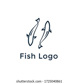 Logo de la línea de pescado fría, plantilla de logotipo de pescado simple y fresco vector