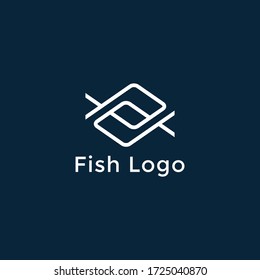 Cool Fish Line Logo, Simple And Cool Fish Logo Template Vector