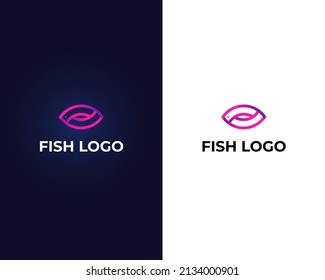 Cool fish line logo, Simple and cool fish logo template vector