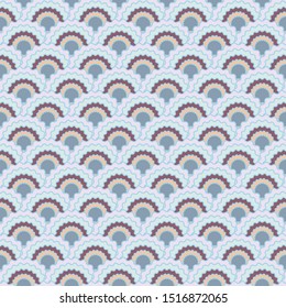 Cool fish scales squama background, vector seamless fabric pattern, tiled textile print. Classic chinese squama scales seamless arc tiles structure. Textile pattern.