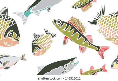 Cool Fish Seamless Pattern