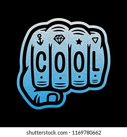 Cool fist sticker. Gradient vector illustration. 