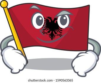 Cool flag albania Scroll mascot character with Smirking face