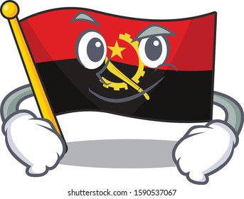 Cool flag angola Scroll mascot character with Smirking face