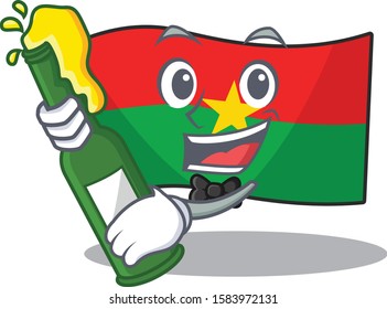 Cool flag burkina faso with beer mascot cartoon style