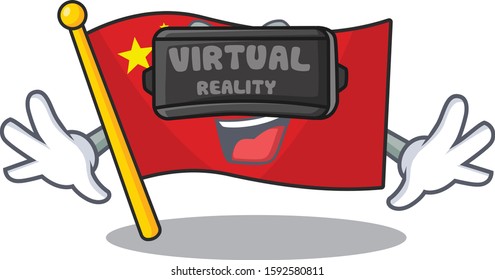 cool flag china Scroll character using Virtual reality headset