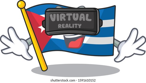 cool flag cuba Scroll character using Virtual reality headset
