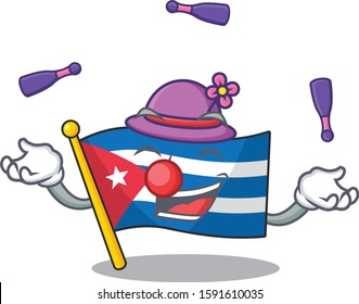 cool flag cuba Scroll mascot cartoon style playing Juggling