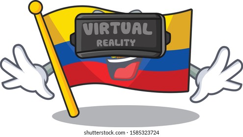 cool flag ecuador character in Virtual reality headset