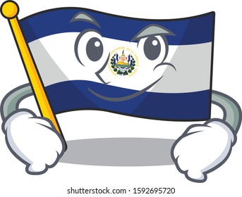 Cool flag el salvador Scroll mascot character with Smirking face