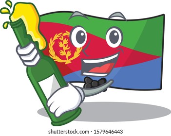 Cool flag eritrea with beer mascot cartoon style