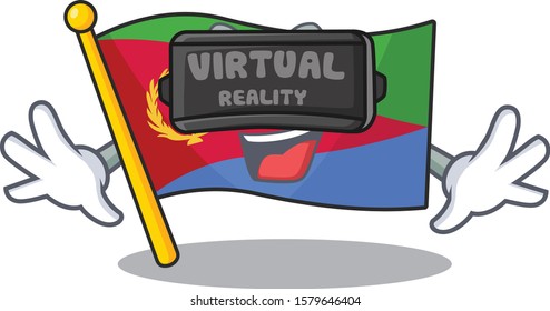 cool flag eritrea character in Virtual reality headset
