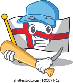 Cool flag faroe island Scroll cartoon character design with baseball