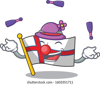 cool flag faroe island Scroll mascot cartoon style playing Juggling