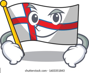 Cool flag faroe island Scroll mascot character with Smirking face