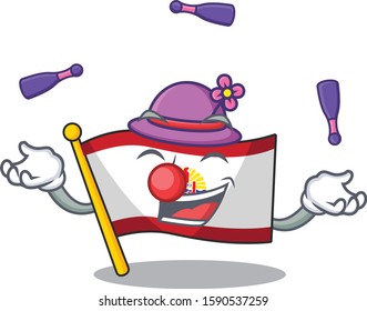 cool flag french polynesia Scroll mascot cartoon style playing Juggling