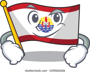 Cool flag french polynesia Scroll mascot character with Smirking face