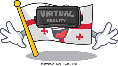 cool flag georgia character in Virtual reality headset