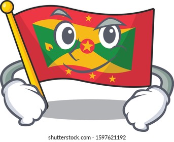 Cool flag grenada Scroll mascot character with Smirking face