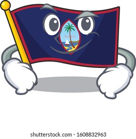 Cool flag guam mascot character with Smirking face