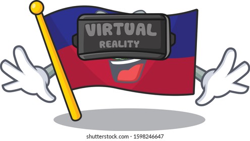cool flag haiti Scroll character using Virtual reality headset