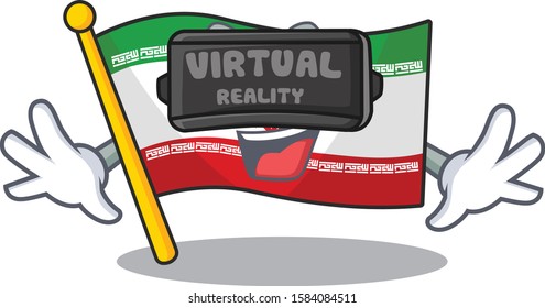 cool flag iran character in Virtual reality headset