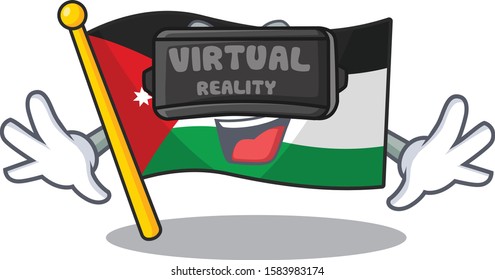 cool flag jordan character in Virtual reality headset