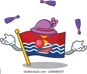 cool flag kiribati Scroll mascot cartoon style playing Juggling