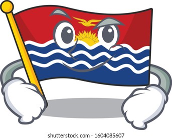Cool flag kiribati Scroll mascot character with Smirking face