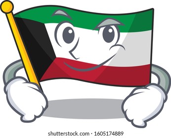 Cool flag kuwait mascot character with Smirking face