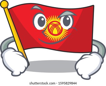 Cool flag kyrgyzstan Scroll mascot character with Smirking face