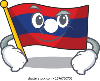 Cool flag laos Scroll mascot character with Smirking face