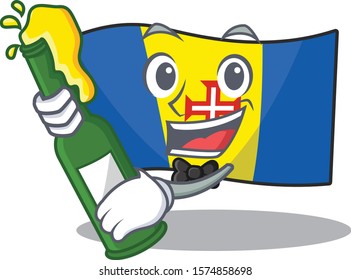 Cool flag madeira with beer mascot cartoon style