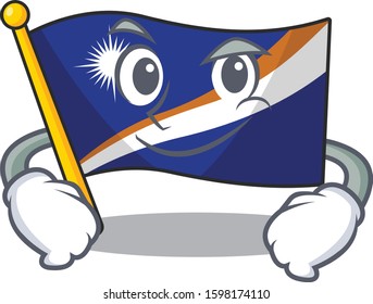 Cool flag marshall island Scroll mascot character with Smirking face