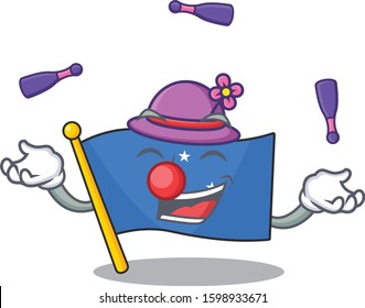 cool flag micronesia Scroll mascot cartoon style playing Juggling