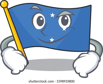 Cool flag micronesia Scroll mascot character with Smirking face