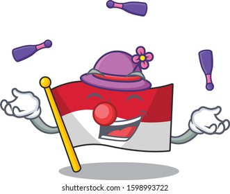 cool flag monaco Scroll mascot cartoon style playing Juggling