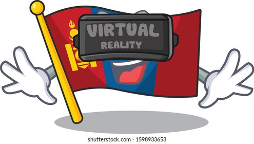 cool flag mongolia Scroll character using Virtual reality headset