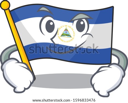 Cool flag nicaragua Scroll mascot character with Smirking face