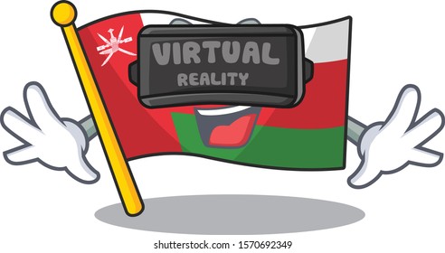 cool flag oman character in Virtual reality headset
