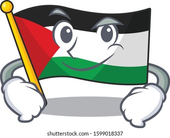 Cool flag palestine Scroll mascot character with Smirking face
