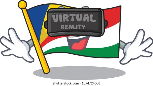 cool flag seychelles character in Virtual reality headset