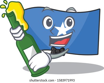 Cool flag somalia with beer mascot cartoon style